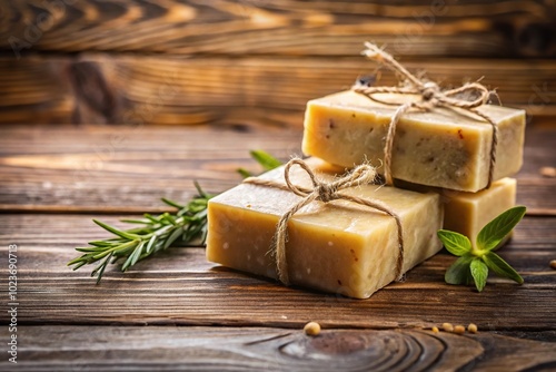 Handmade natural soap on wooden background