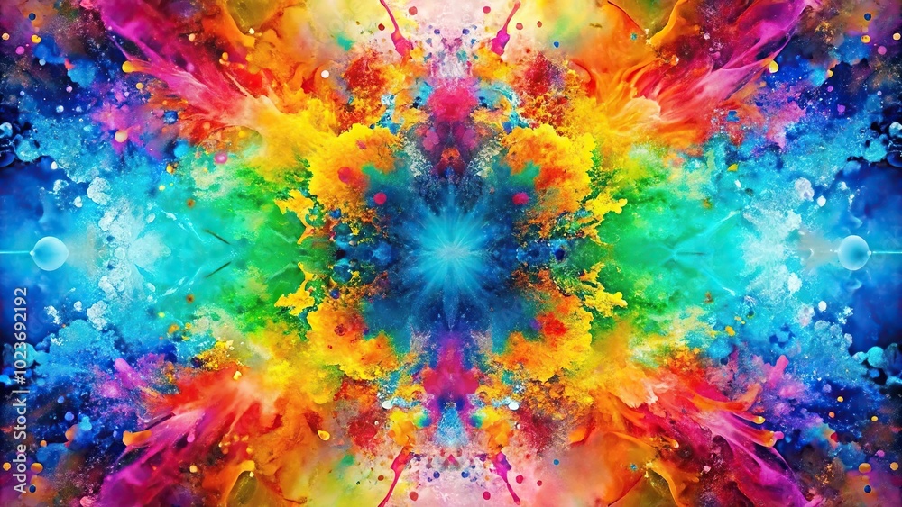Obraz premium Abstract colorful background with symmetrical paint splashes