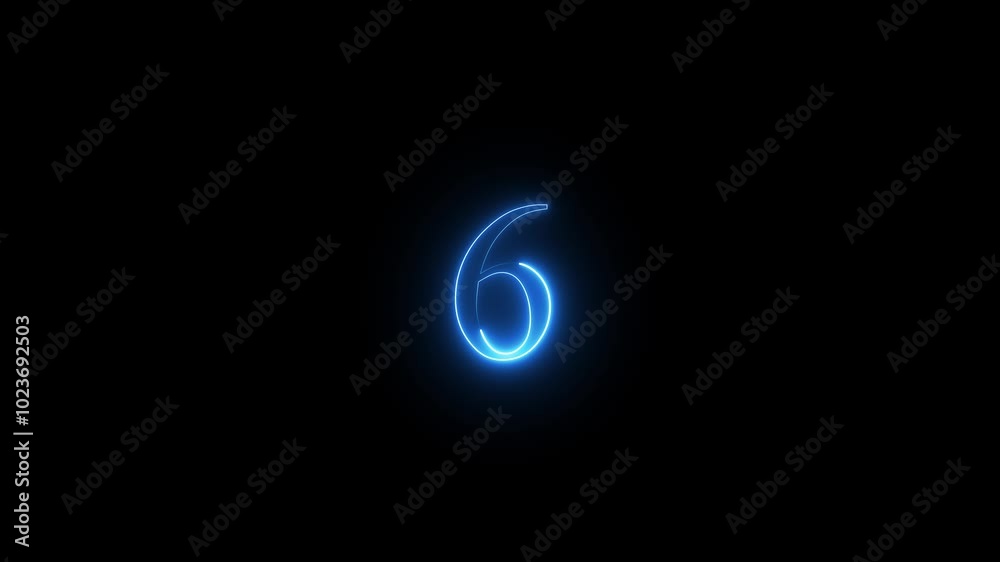 neon number 6 animated video neon number 6 animated video
