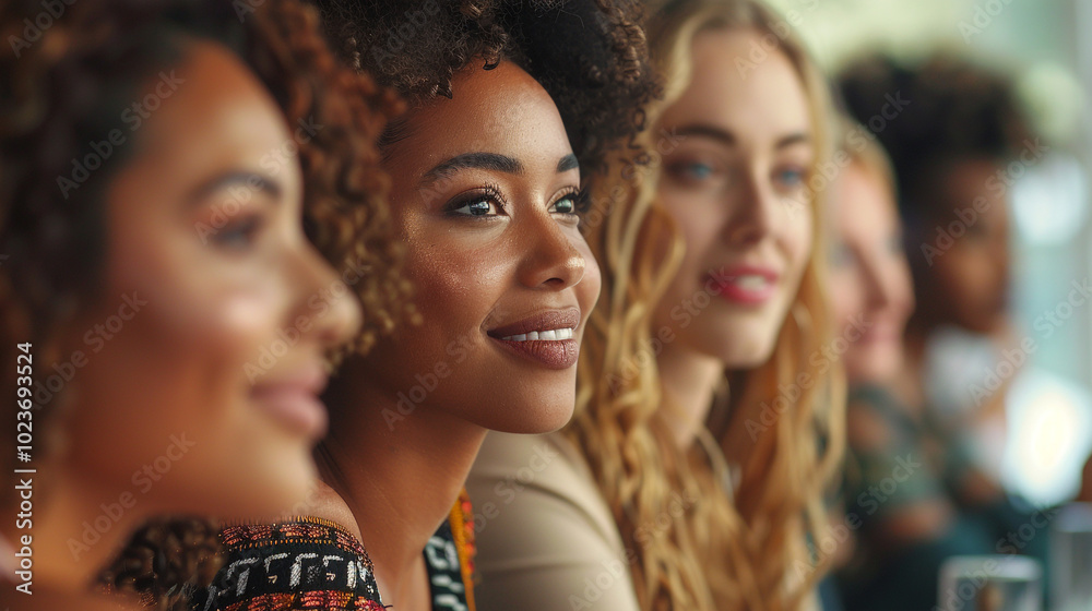 Empowered women from different ethnicities and professions collaborating in a professional setting, Empowered women from different ethnicities and professions collaborating in a professional setting,