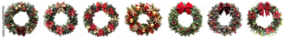 Christmas wreath png cut out element set Christmas wreath png cut out element set
