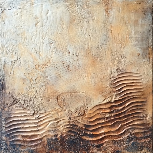 Wallpaper Mural Abstract textured surface resembling footprints in sand, featuring earthy tones and wave-like patterns, evoking a sense of nature, movement, and organic texture Torontodigital.ca