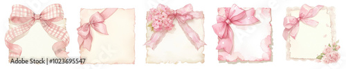Watercolor pink coquette png cut out element set