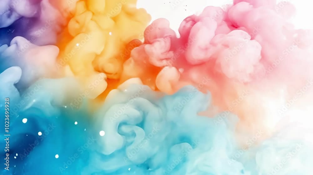 Vibrant cloud explosion of colorful ink in water on white background Vibrant cloud explosion of colorful ink in water on white background