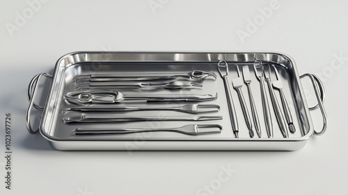  Sterile Surgical Tray with Neatly Arranged Instruments