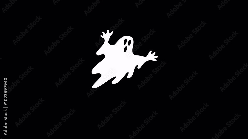 A classic flat-animated ghost sticker, perfect for adding a playful and spooky touch to Halloween content. A classic flat-animated ghost sticker, perfect for adding a playful and spooky touch to Halloween content.