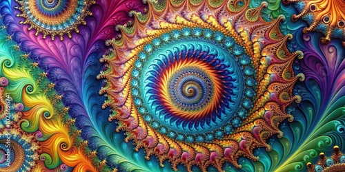 Abstract fractal art with reflected spiraling colors and patterns