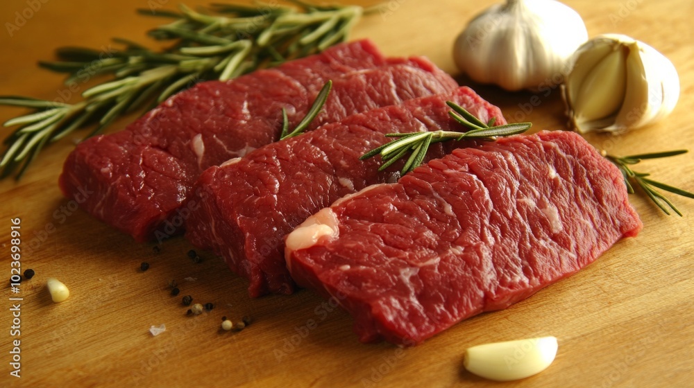 Fresh Cuts of Beef with Garlic and Herbs Fresh Cuts of Beef with Garlic and Herbs