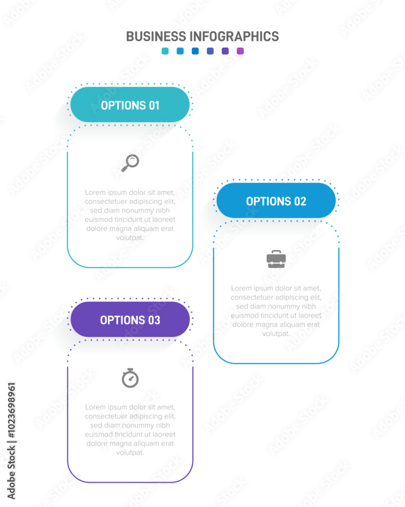 Naklejka premium Vertical progress bar featuring 3 arrow-shaped elements, symbolizing the three stages of business strategy and progression. Clean timeline infographic design template. Vector for mobile presentation.