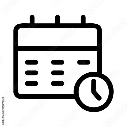 Calendar And Clock, Time Administration Sign, Fixed Time and Date Icon