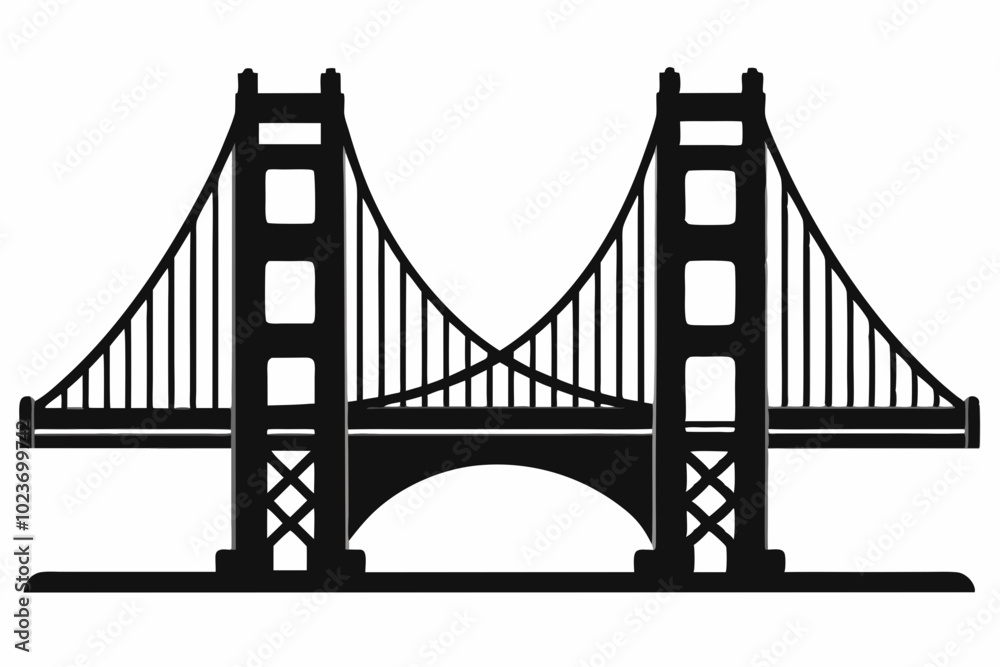 Obraz premium Golden gate bridge silhouette. bridge vector silhouette illustration 