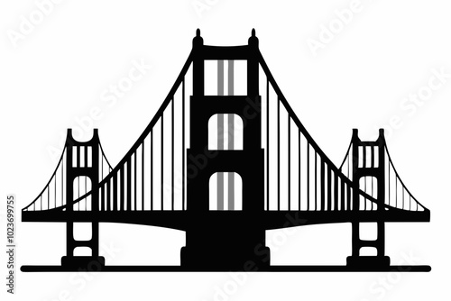 Golden gate bridge silhouette. bridge vector silhouette illustration	