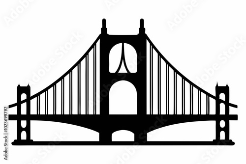 Golden gate bridge silhouette. bridge vector silhouette illustration	