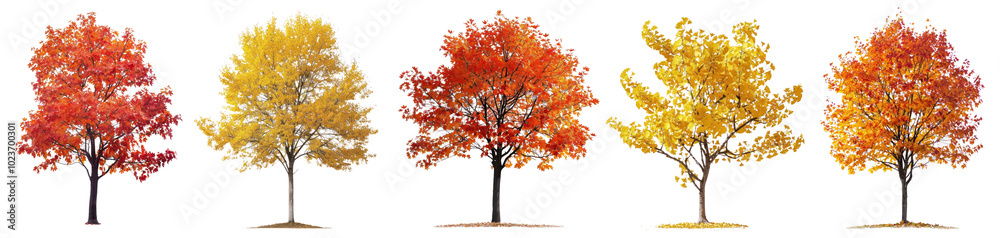Autumn tree png cut out element set Autumn tree png cut out element set