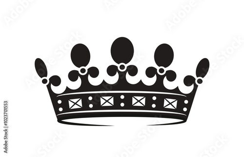 Crown icon. Luxury tiara silhouette. Royal imperial family headwear. Logotype and emblem for company. Aristocracy and monarchy. Flat vector illustration isolated on white background