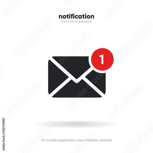 New message notification concept on realistic smartphone mockup. New email pop up. Incoming, open messaging. Chatting, mail, post, letter symbol, sign, emblem with new notification for UI UX website