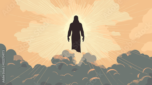 The first day of the Creation of the World God created light, Biblical flat vector illustration