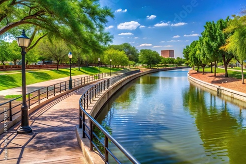 Scenic riverwalk at Concho River in San Angelo Texas photo