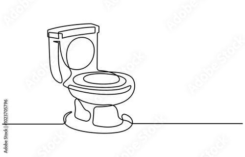 Bowl icon line continuous drawing vector. One line Bowl icon vector background. toilet icon. Continuous outline of a toilet icon, Toilet in continuous line art drawing style.