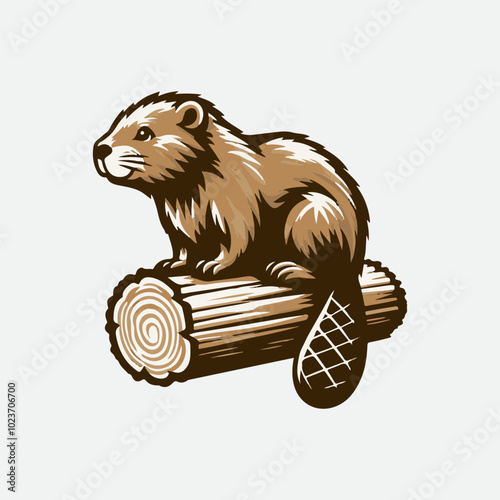 beaver logo design, vector illustration Canadian icon logo design concept. Beaver day illustration. Beaver Mascot Logo for Sport and Esport, Cartoon Beaver Mascot.