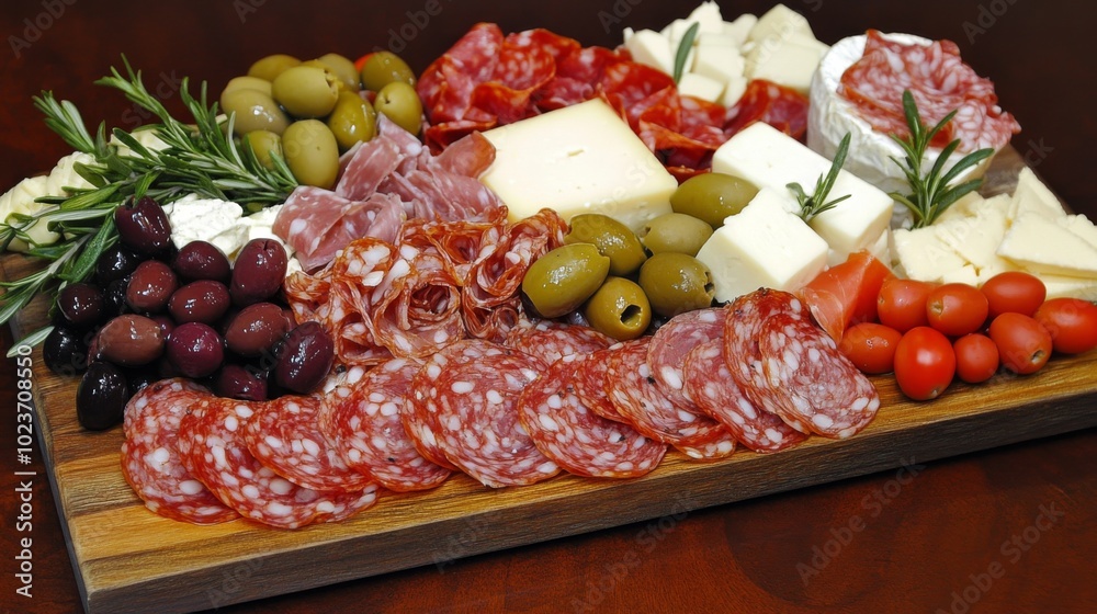 Assorted Charcuterie Board with Cheese and Olives Assorted Charcuterie Board with Cheese and Olives