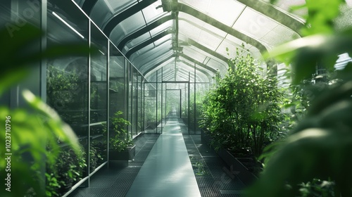 Serene Greenhouse Sanctuary: A Tranquil Oasis of Lush Greenery