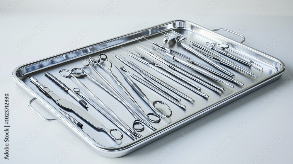Surgical Tray with Neatly Arranged Instruments Surgical Tray with Neatly Arranged Instruments