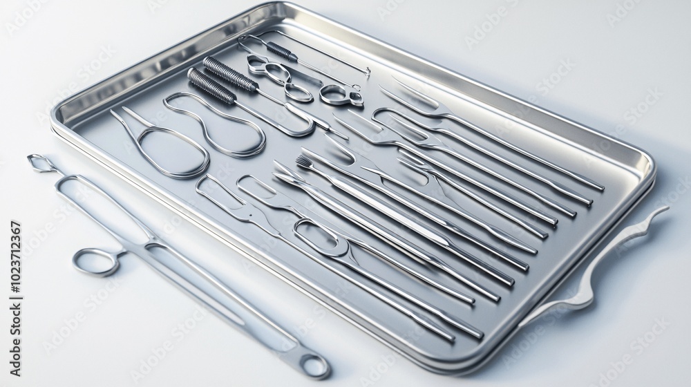  Surgical Tray with Neatly Arranged Instruments
