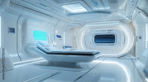 Futuristic Medical Examination Room with Advanced Equipment and Technology