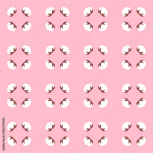 Background with cotton flowers. Seamless repeating pattern.