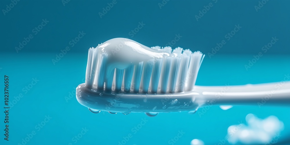 Toothbrush and toothpaste close-up on a blue background Toothbrush and toothpaste close-up on a blue background