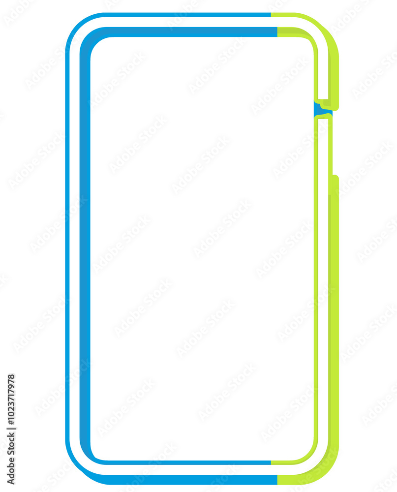 outline shape silhouette as icon symbol of a smartphone, display screen, thin line, blue message or notification bubble outline shape silhouette as icon symbol of a smartphone, display screen, thin line, blue message or notification bubble