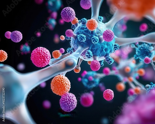 Illustration of bone cancer metastasis, showing how the disease spreads from bone to other tissues, Cancer Metastasis, Bone Cancer