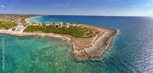 Fototapeta Naklejka Na Ścianę i Meble -  Vista con il drone Porto Cesareo spiaggia di Punta Prosciutto