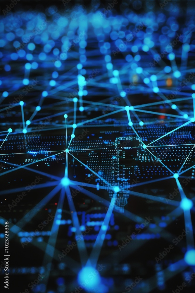 Fototapeta premium Patterned grid highlighting network defense.