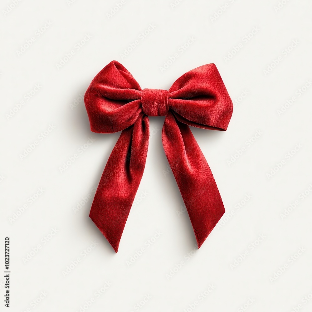 Velvet red Christmas bow, elegant and luxurious, rich watercolor detail Velvet red Christmas bow, elegant and luxurious, rich watercolor detail