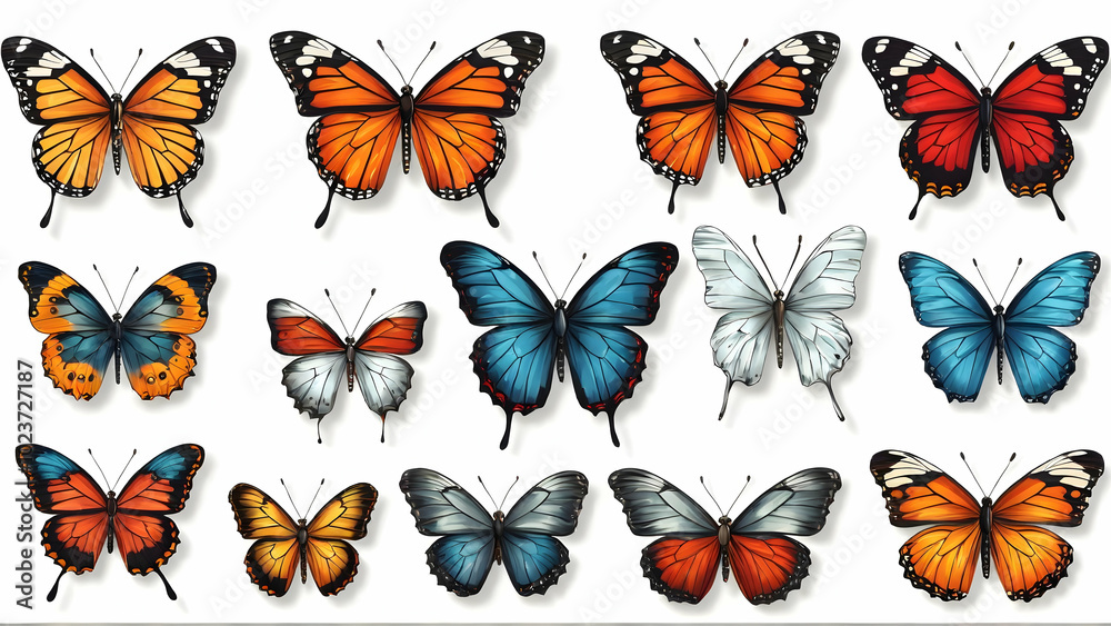Different butterflies set. Vector illustration Different butterflies set. Vector illustration