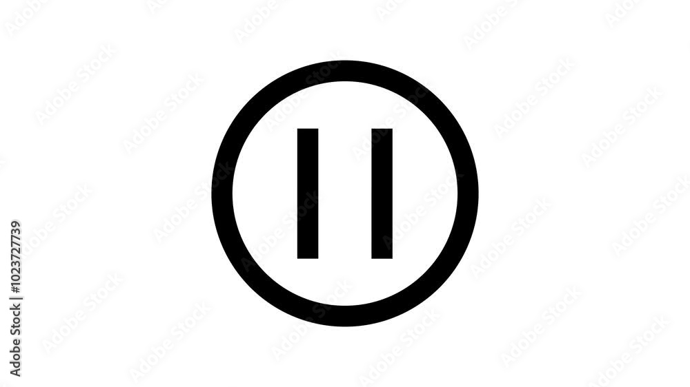 Pause video icon with black circle animation on black background. Pause video icon with black circle animation on black background.
