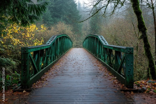 A Picturesque Bridge Nestled Amidst Majestic Trees