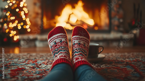 Wallpaper Mural Knitted socks on a girl's feet close-up Torontodigital.ca