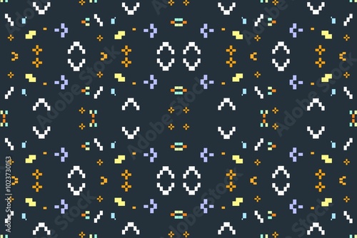 Pixel seamless pattern with stars