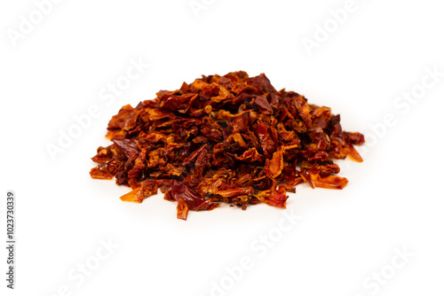 Dried tomatoes isolated on a white background.