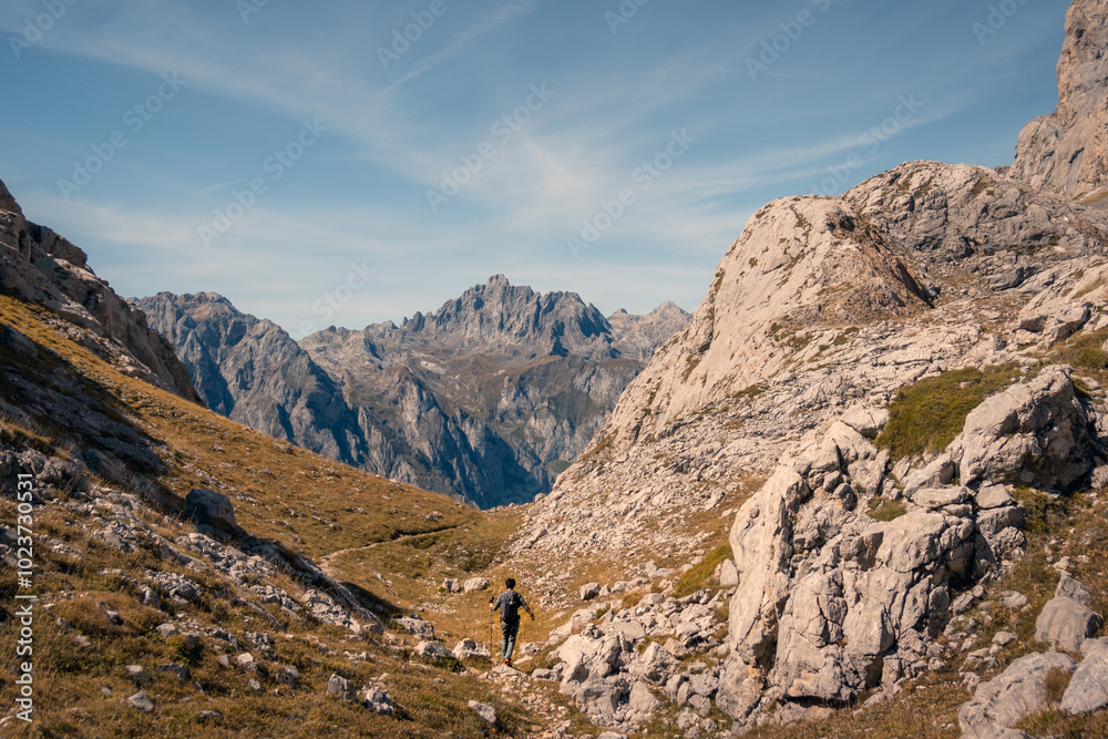 Adventurous hiker explores the rugged Picos de Europa Adventurous hiker explores the rugged Picos de Europa