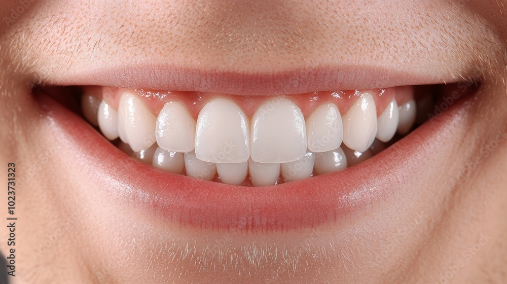 Fototapeta premium Smiling woman with white healthy teeth. Clean teeth after whitening procedure concept.