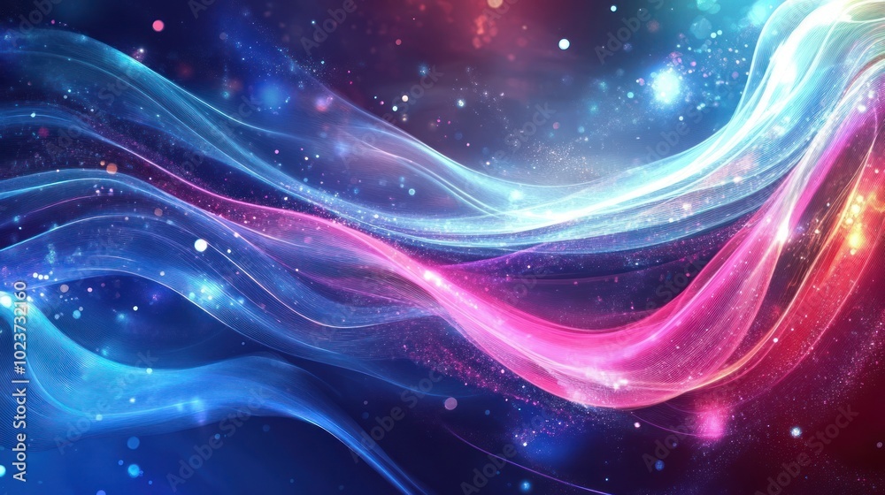 Obraz premium Abstract Cosmic Waves with Glittering Stardust