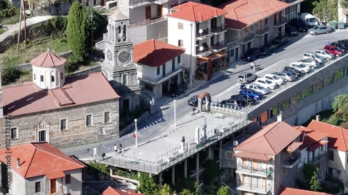 Aerial detail of the beautiful traditional village of Lagadia in Peloponnese, Greece. photo