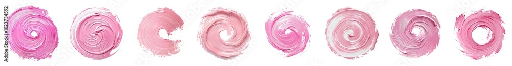 Light pink  circular paint brush stroke, hyperrealistic, highly detailed, isolated on transparent background, generative ai.