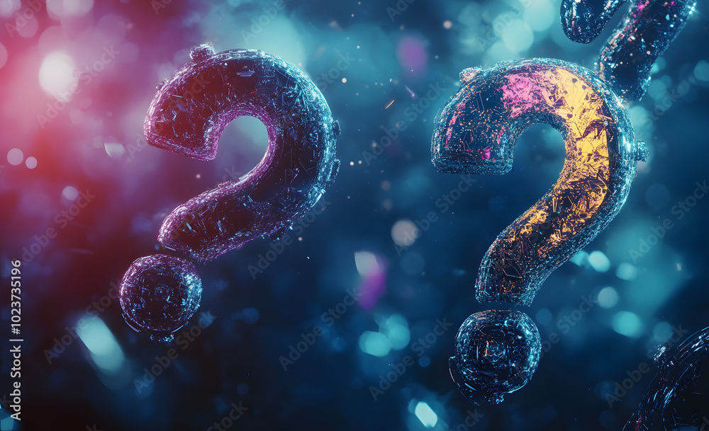 Concept of thinking, abstract technology background, 2D illustration question mark
