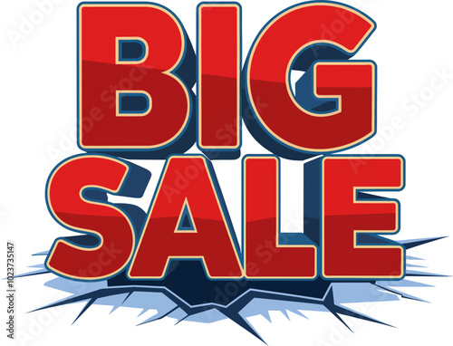 Dynamic 3D BIG SALE Letters Crack Surface - Bold Vector Illustration