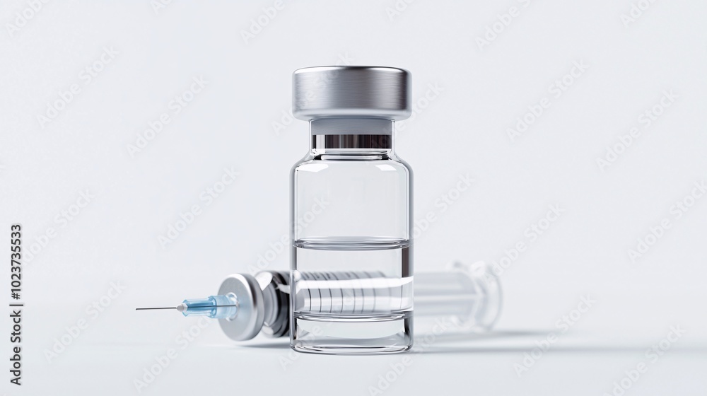 Medical Vial with Clear Liquid and Needle Medical Vial with Clear Liquid and Needle